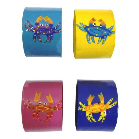 Haitian Metal Art Handpainted Crabs Napkin Rings Set of 4 - Picture 2 of 5